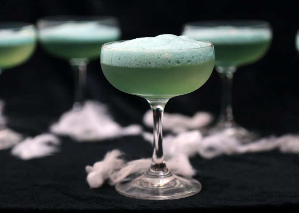 Corpse Reviver with absinthe foam - halloween cocktail